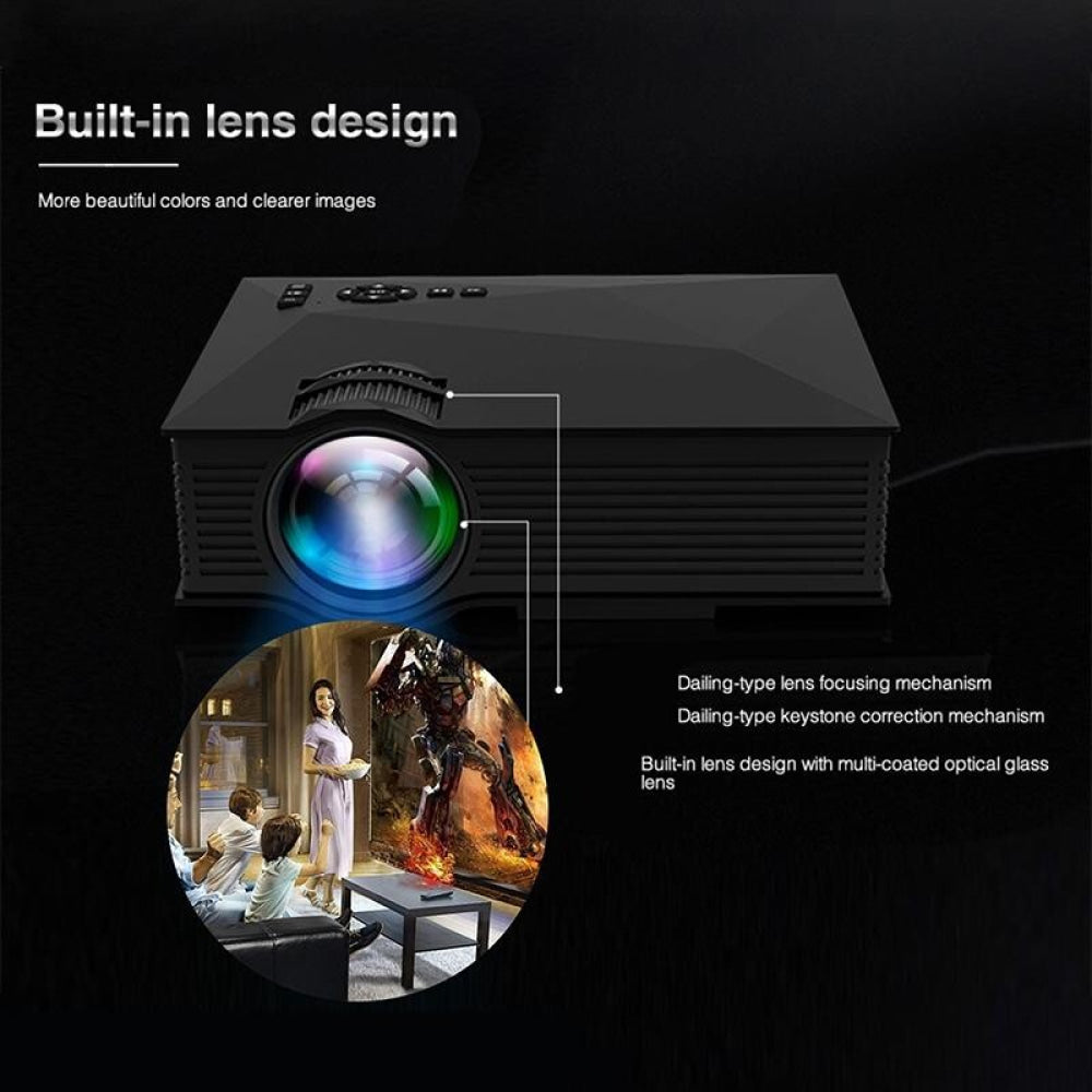 Uc68 80 Ansi Lumens 800X400 Home Theater Multimedia Hd 1080P Led Projector Supports Usb/Sd/Hdmi/Vga/Ir