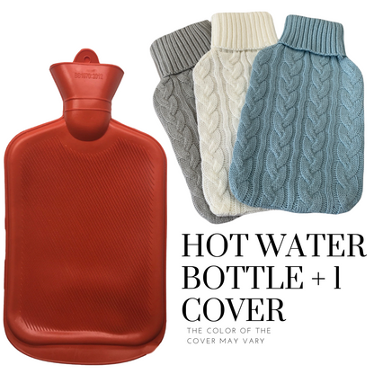 2L HOT WATER BOTTLE + Knitted Cover Winter Warm Rubber Bag Relaxing Warm Therapy