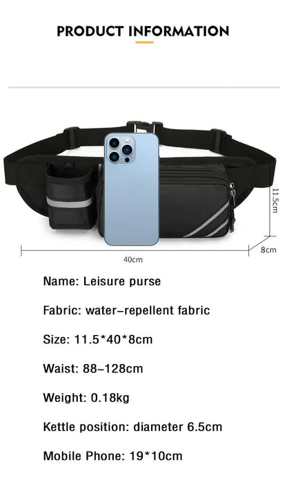 Water-Resistant Running Waist Pack with Bottle Holder - Adjustable Fitness Belt for Men