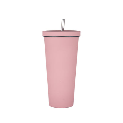 750ml Pink Straw Cup - 304 Stainless Steel Reusable BPA-Free Water Bottle with Leak-Proof Lid, Large Capacity, Perfect for Hydration On-the-Go