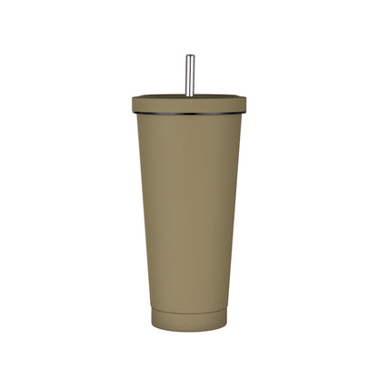 750ml Light Brown Straw Cup - 304 Stainless Steel Reusable BPA-Free Water Bottle with Leak-Proof Lid, Large Capacity, Perfect for Hydration On-the-Go