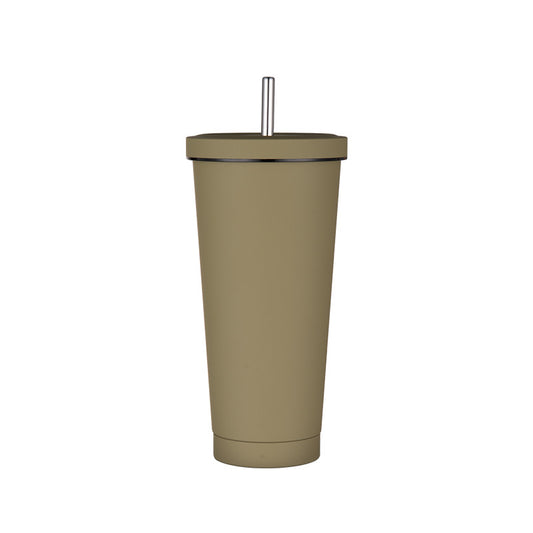 750ml Light Brown Straw Cup - 304 Stainless Steel Reusable BPA-Free Water Bottle with Leak-Proof Lid, Large Capacity, Perfect for Hydration On-the-Go