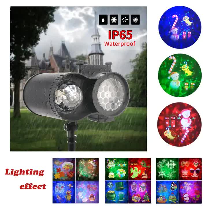 Bracket  Outdoor Waterproof Lawn Dual-Tube Projection Light – LED Halloween & Christmas Dynamic Water Ripple Animation, Replaceable 12 Slides, Stake or Stand Mountable