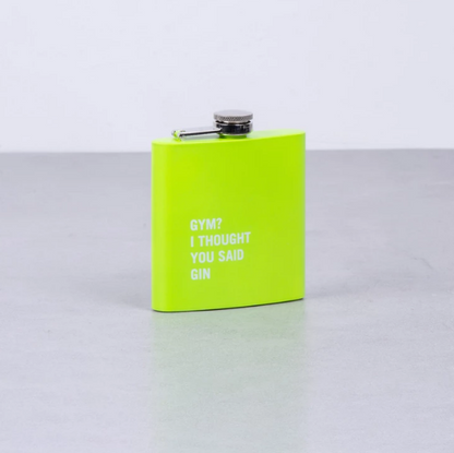 175ml Stainless Steel Hip Flask w Funny Quotes-Green