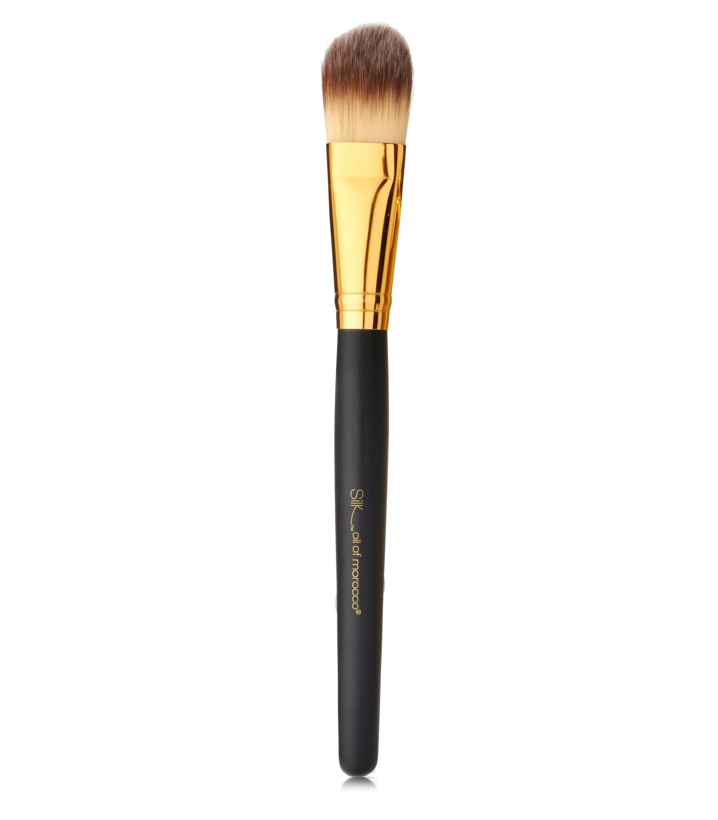 Vegan Foundation Brush - BLACK & GOLD - White Tip