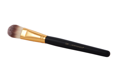 Vegan Foundation Brush - BLACK & GOLD - White Tip