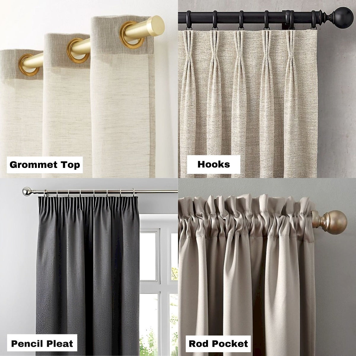 Anyhouz Curtain 150cm Grey Plain Blackout Curtains for Living Room Bedroom Curtains High Shading Window Drapes