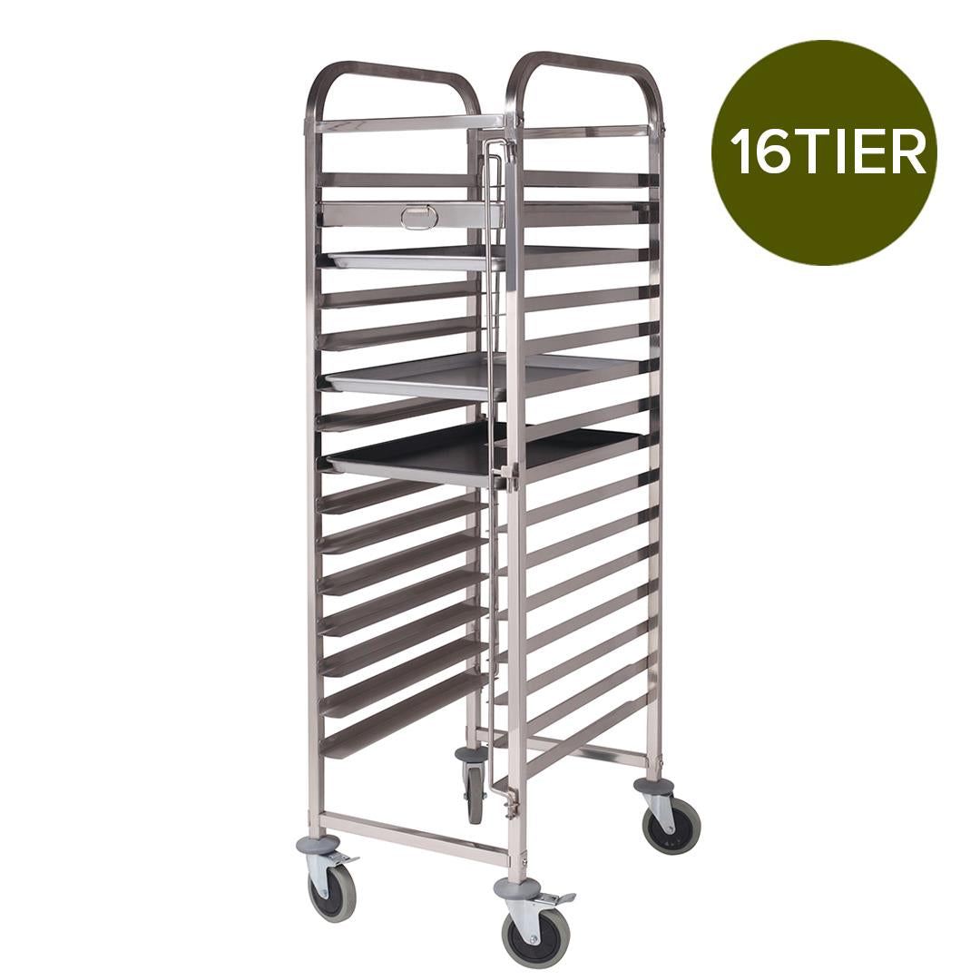 SOGA Gastronorm Trolley 16 Tier Stainless Steel Cake Bakery Trolley Suits 60*40cm Tray