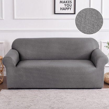 Anyhouz 2 Seater Sofa Cover Solid Gray Style and Protection For Living Room Sofa Chair Elastic Stretchable Slipcover