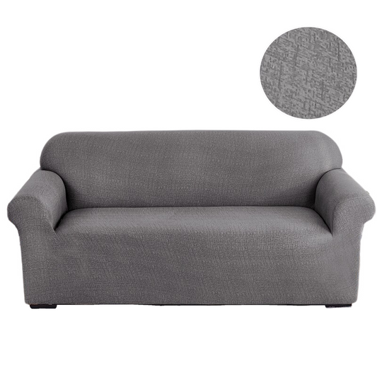 Anyhouz 4 Seater Sofa Cover Solid Gray Style and Protection For Living Room Sofa Chair Elastic Stretchable Slipcover