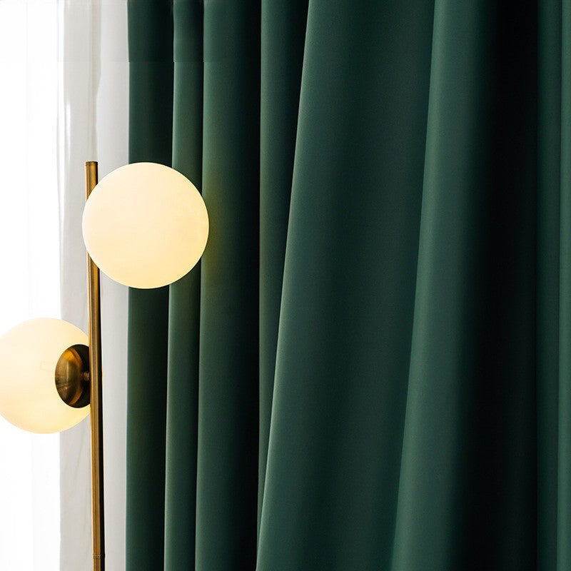 Anyhouz Curtain 150cm Dark Green Modern Blackout Curtains for Living Room Bedroom Window Treatments Sound Proof Curtains Drapes