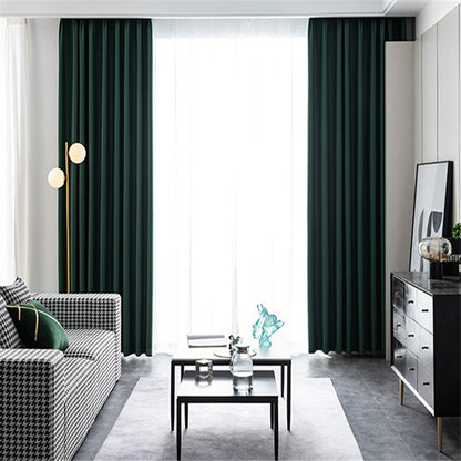 Anyhouz Curtain 200cm Dark Green Modern Blackout Curtains for Living Room Bedroom Window Treatments Sound Proof Curtains Drapes