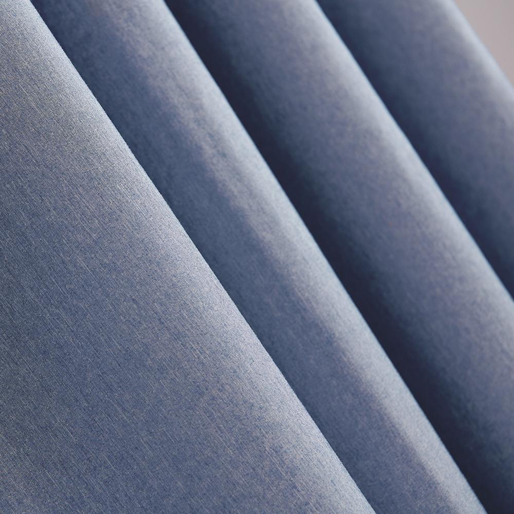 Anyhouz Curtains 200cm Yale Blue Premium Plain Design Window Drape Curtains for Beedroom Living Room