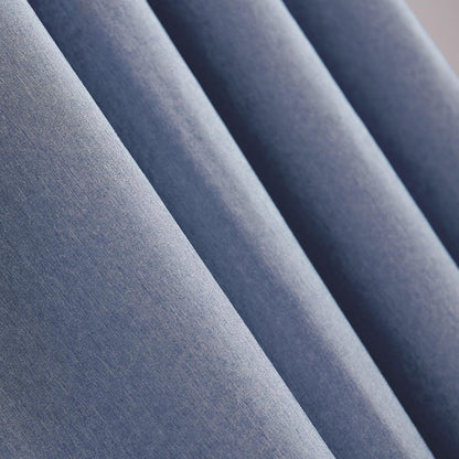 Anyhouz Curtains 150cm Yale Blue Premium Plain Design Window Drape Curtains for Beedroom Living Room