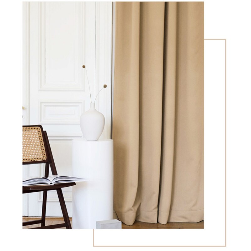 Anyhouz 250cm Light Pawn High Quality Modern Wool Velvet Blackout Curtains for Living Room Bedroom Dining Luxury Window Drape