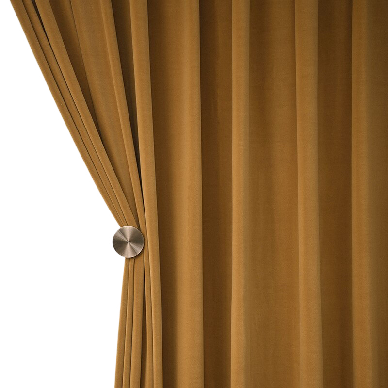 Anyhouz 400cm Mustard High Quality Modern Wool Velvet Blackout Curtains for Living Room Bedroom Dining Luxury Window Drape