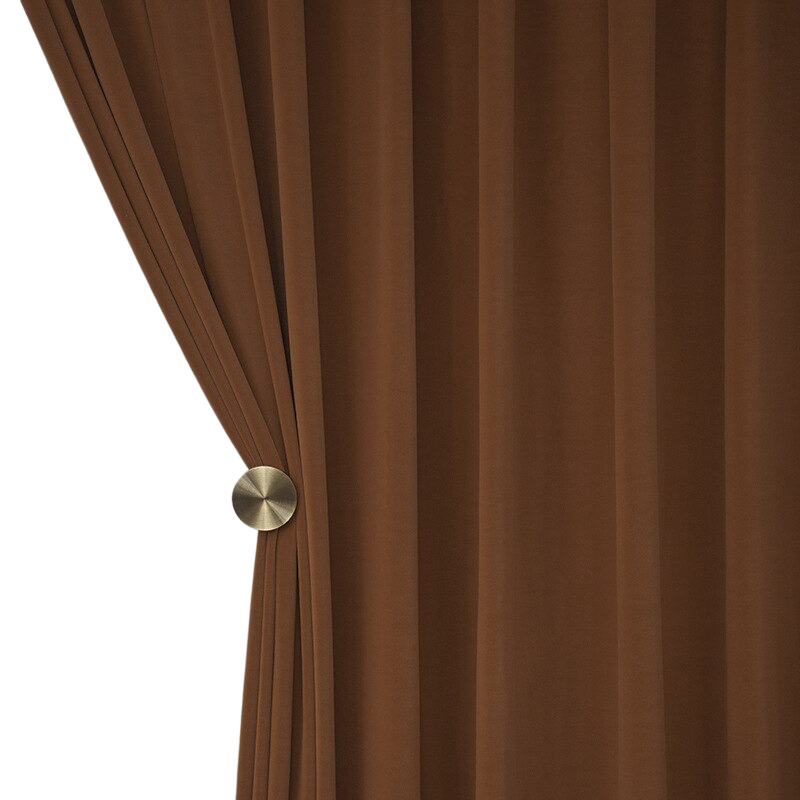 Anyhouz 100cm Chocolate High Quality Modern Wool Velvet Blackout Curtains for Living Room Bedroom Dining Luxury Window Drape