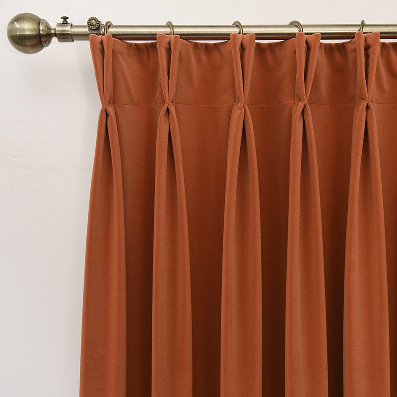 Anyhouz 100cm Chocolate High Quality Modern Wool Velvet Blackout Curtains for Living Room Bedroom Dining Luxury Window Drape