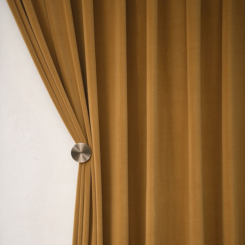 Anyhouz 500cm Mustard High Quality Modern Wool Velvet Blackout Curtains for Living Room Bedroom Dining Luxury Window Drape