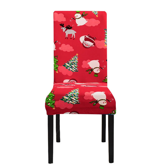 Anyhouz Chair Cover Red Snowman Christmas Holiday Design with Anti-Dirt and Elastic Material for Dining Room Kitchen Wedding Hotel Banquet Restaurant