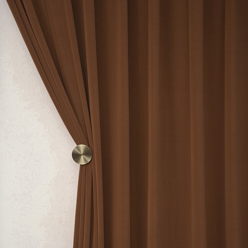 Anyhouz 400cm Brown High Quality Modern Wool Velvet Blackout Curtains for Living Room Bedroom Dining Luxury Window Drape