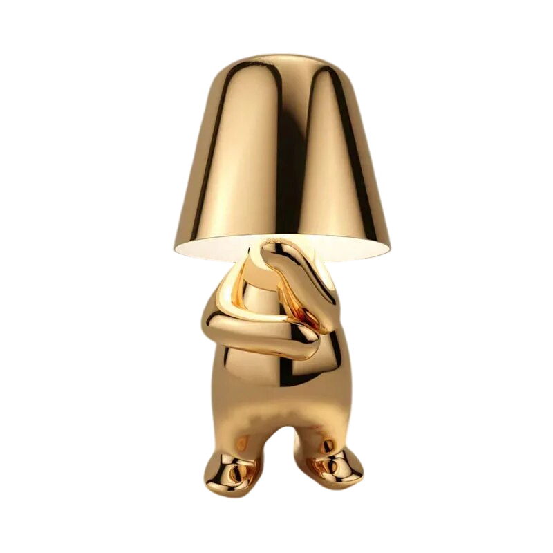 Anyhouz Hotel Lightning Lamp Gold Little Man Thinking Position Table Lamps Touch Switch Decoration Led Night Light