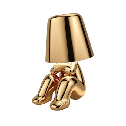 Anyhouz Hotel Lightning Lamp Gold Little Man Sitting Down Position Table Lamps Touch Switch Decoration Led Night Light