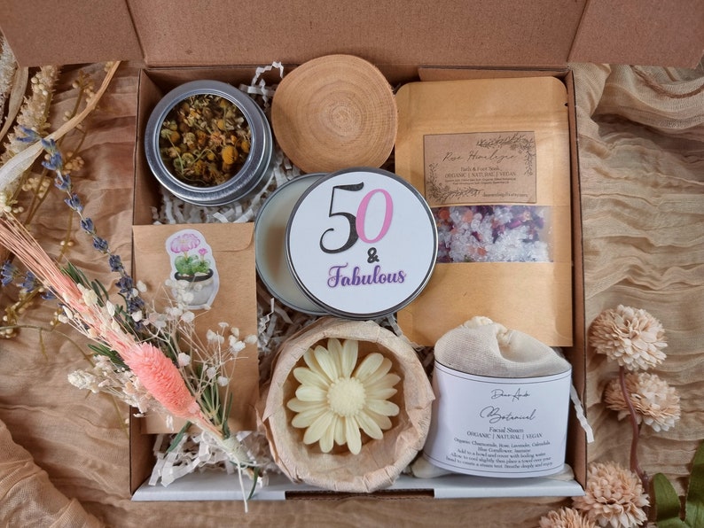 50th Birthday Gift Box, ORGANIC, VEGAN, NATURAL, Non Toxic, Chemical Free, Cruelty Free