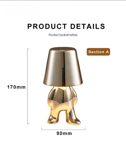 Anyhouz Hotel Lightning Lamp Gold Little Man Thinking Position Table Lamps Touch Switch Decoration Led Night Light