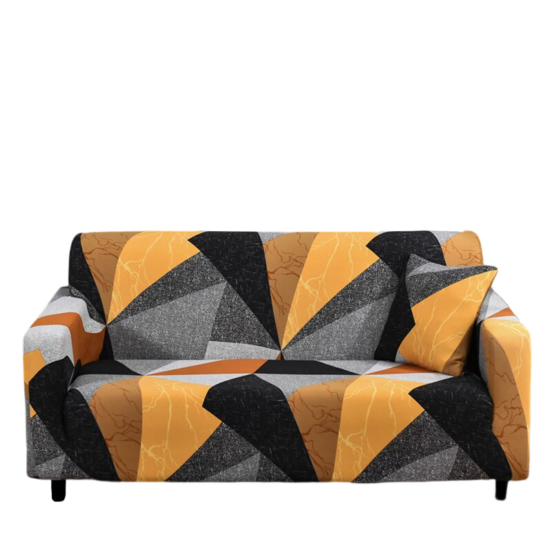 Anyhouz 4 Seater Sofa Cover Golden Yellow Geometric Style and Protection For Living Room Sofa Chair Elastic Stretchable Slipcover