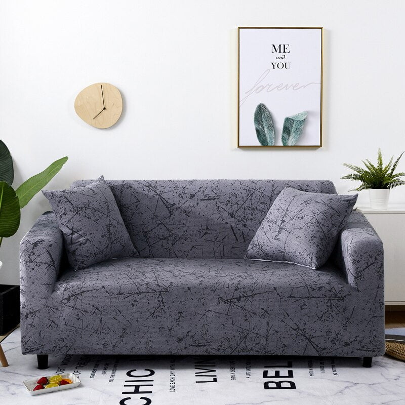 Anyhouz 4 Seater Sofa Cover Marble Gray Style and Protection For Living Room Sofa Chair Elastic Stretchable Slipcover