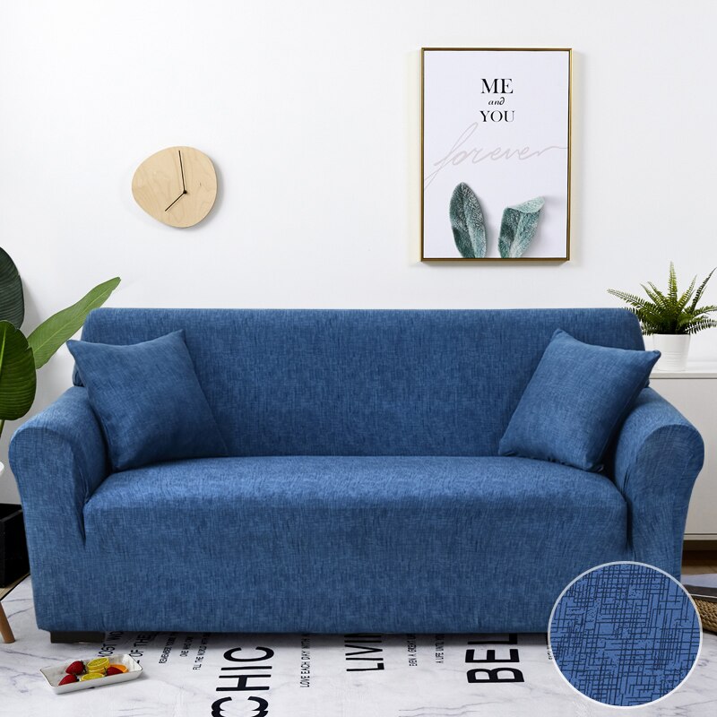 Anyhouz 1 Seater Sofa Cover Plain Blue Style and Protection For Living Room Sofa Chair Elastic Stretchable Slipcover