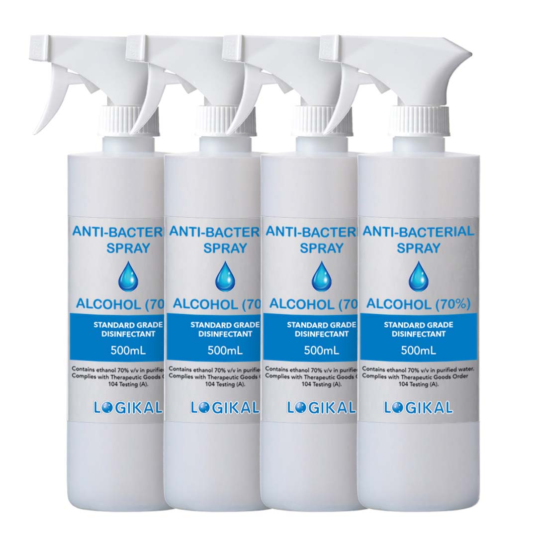 4X 500ml Standard Grade Disinfectant Anti-Bacterial Alcohol Spray Bottle