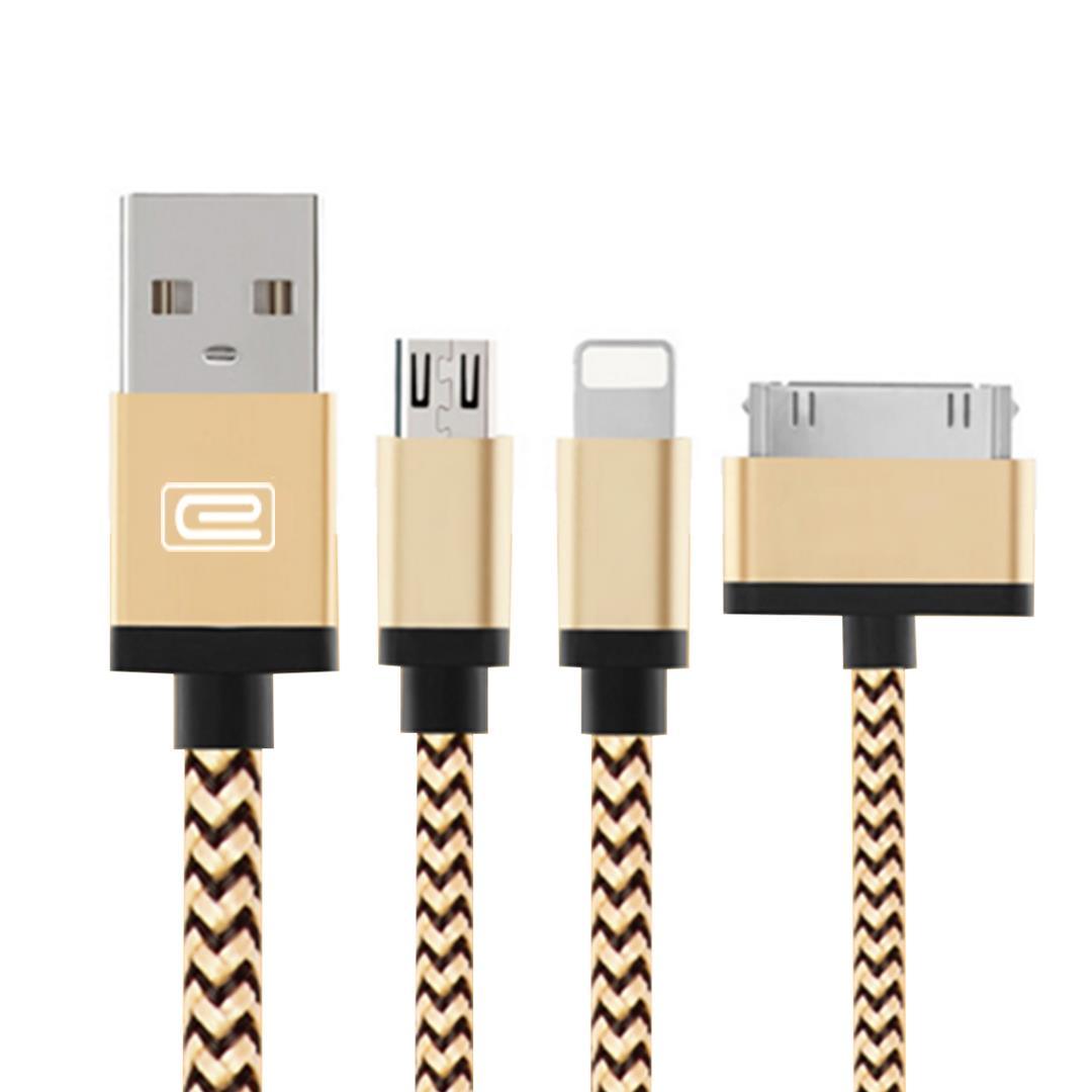 3 in 1 Durable 1.2M iPhone Android Micro Usb Cable High Speed Charging Data Cable - Gifts-Australia