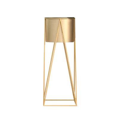 SOGA 50cm Gold Metal Plant Stand with Gold Flower Pot Holder Corner Shelving Rack Indoor Display