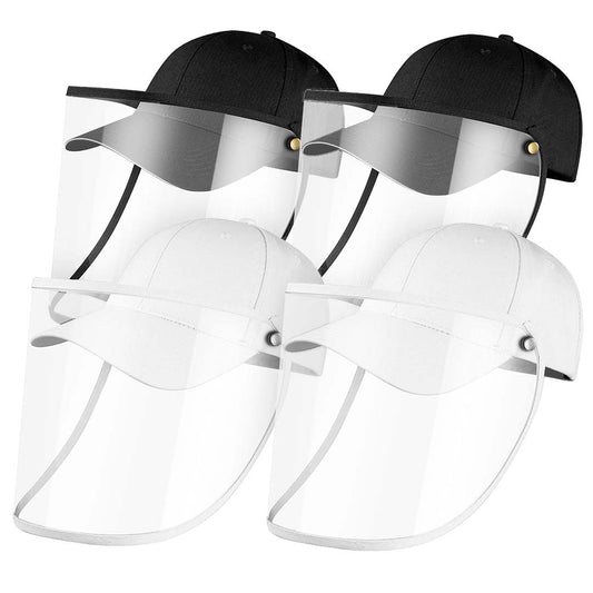 4X Outdoor Protection Hat Anti-Fog Pollution Dust Protective Cap Full Face HD Shield Cover Adult Black/White