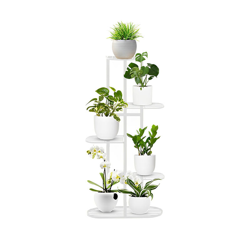 SOGA 5 Tier 6 Pots White Metal Plant Rack Flowerpot Storage Display Stand Holder Home Garden Decor