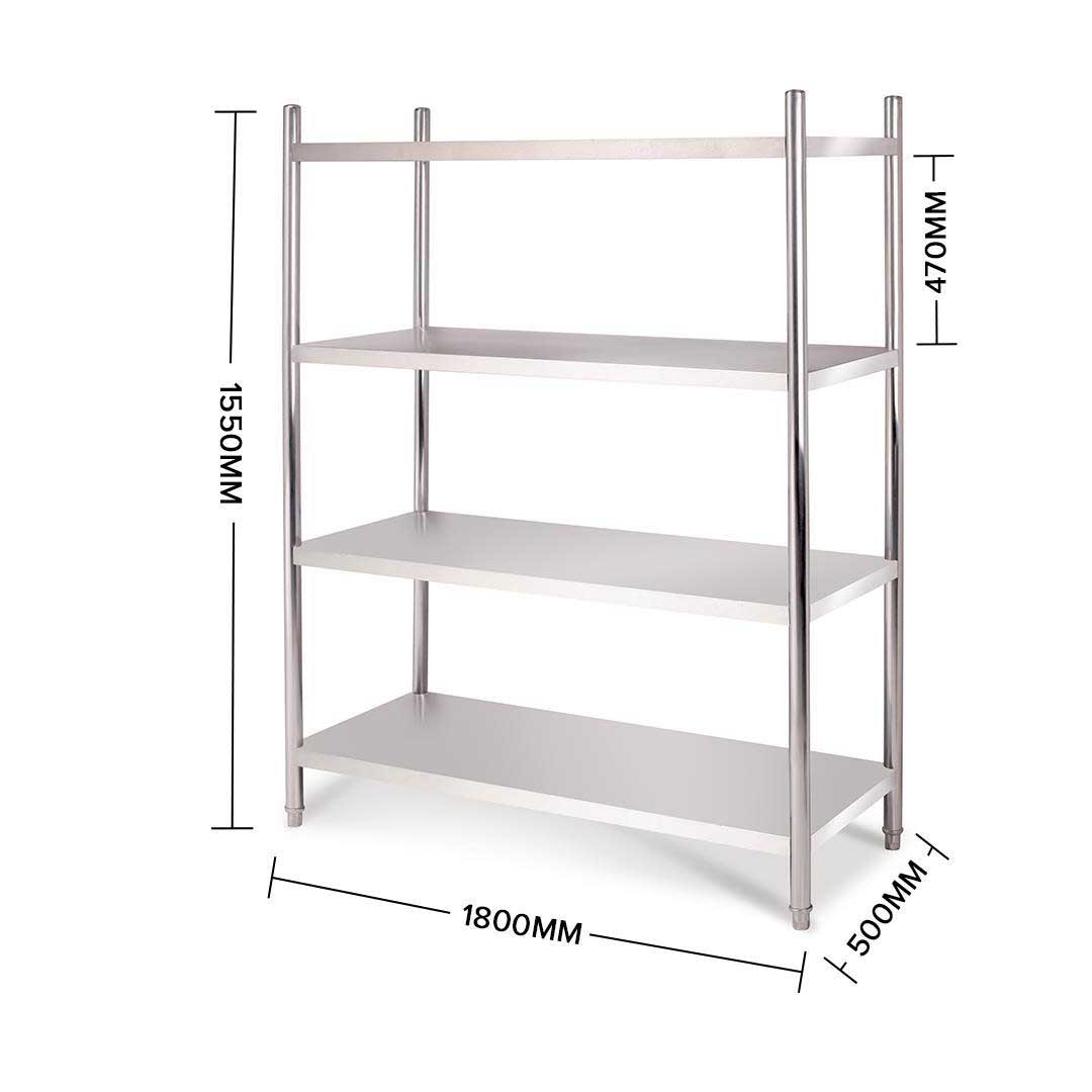 SOGA Stainless Steel 4 Tier Kitchen Shelving Unit Display Shelf Home Office 180CM