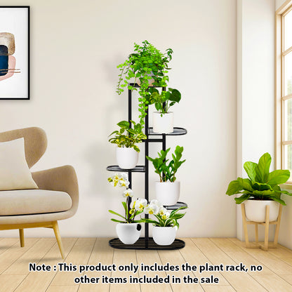 SOGA 5 Tier 6 Pots Black Metal Plant Rack Flowerpot Storage Display Stand Holder Home Garden Decor