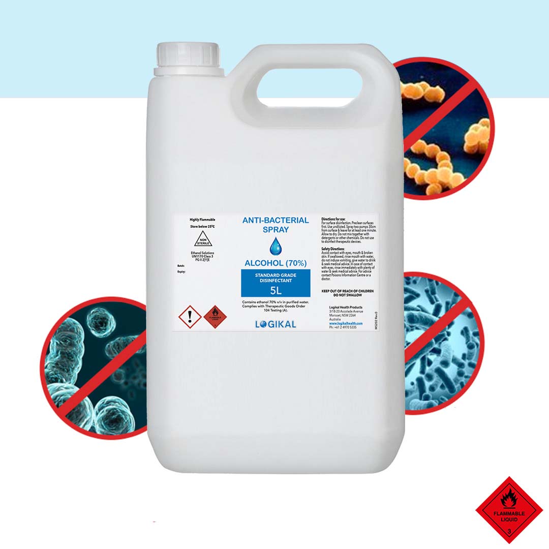 4X 5L Standard Grade Disinfectant Anti-Bacterial Alcohol