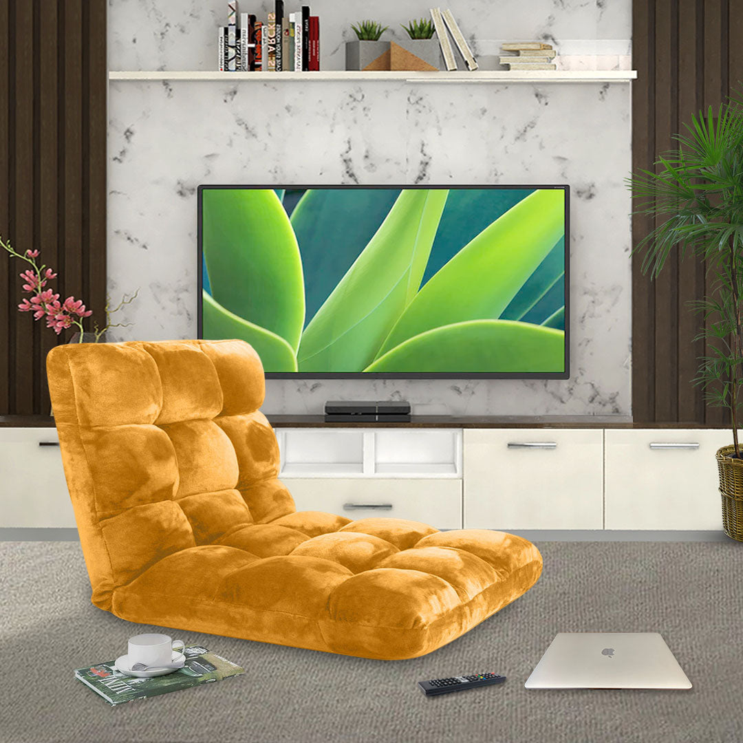 SOGA 4X Floor Recliner Folding Lounge Sofa Futon Couch Folding Chair Cushion Apricot