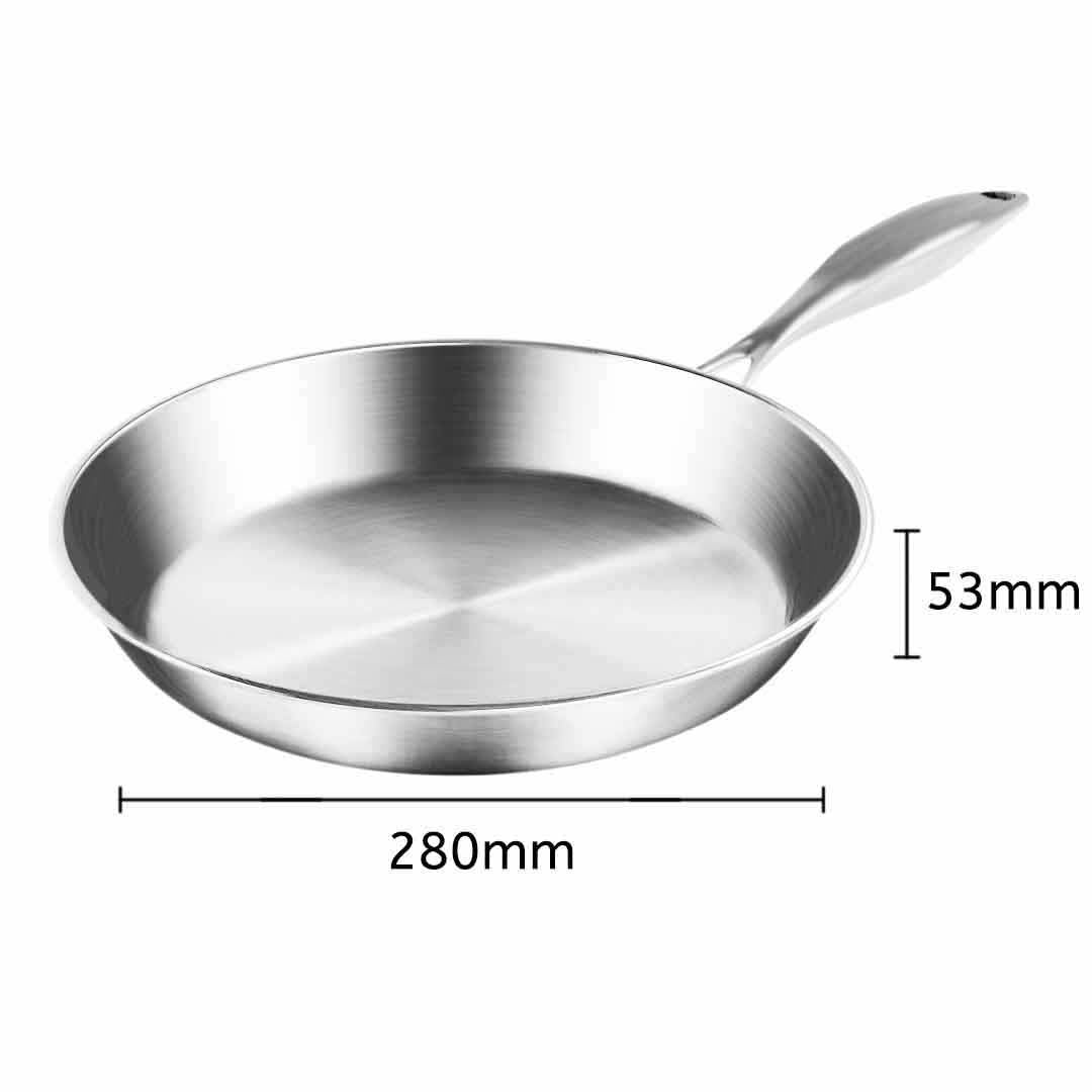 SOGA Dual Burners Cooktop Stove 28cm Stainless Steel Induction Casserole and 28cm Fry Pan