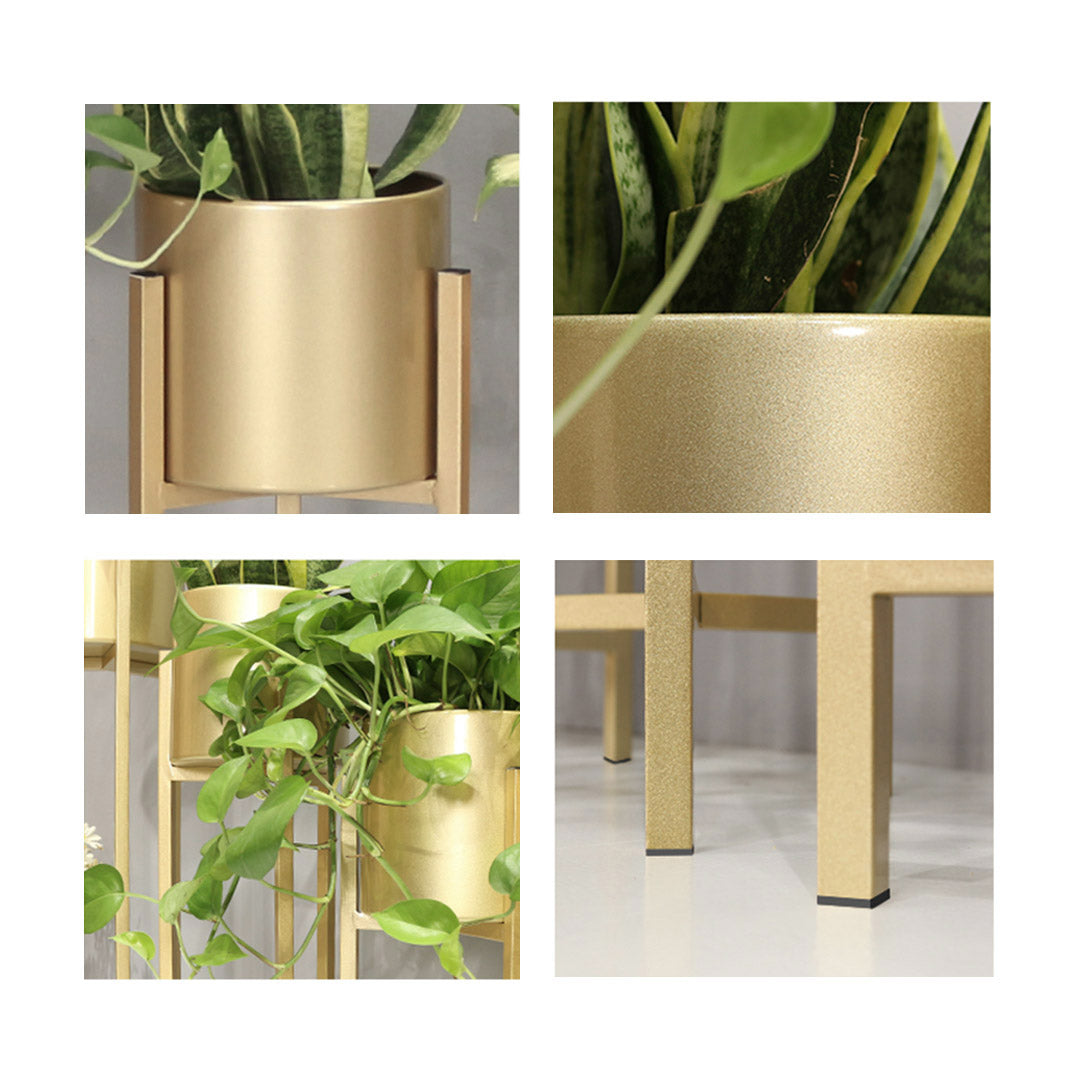 SOGA 30CM Gold Metal Plant Stand with Flower Pot Holder Corner Shelving Rack Indoor Display