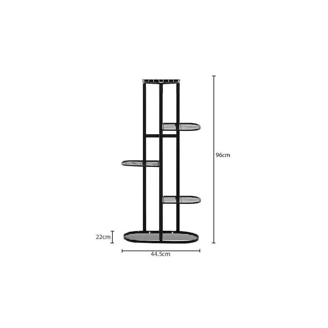 SOGA 5 Tier 6 Pots Black Metal Plant Rack Flowerpot Storage Display Stand Holder Home Garden Decor