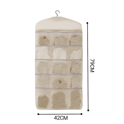 SOGA 2X White Double Sided Hanging Storage Bag Underwear Bra Socks Mesh Pocket Hanger Home Organiser