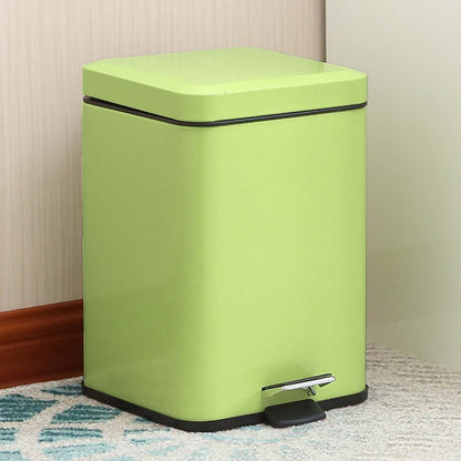 SOGA Foot Pedal Stainless Steel Rubbish Recycling Garbage Waste Trash Bin Square 6L Green