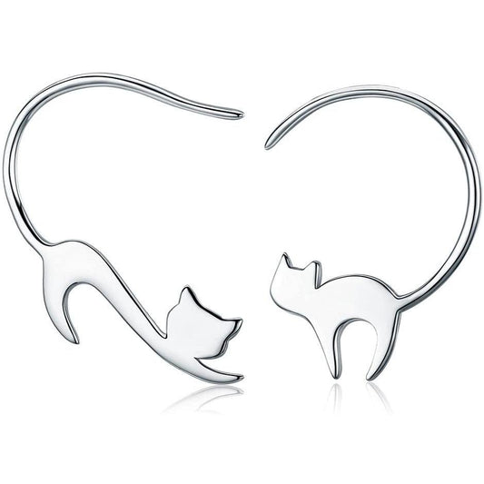 Sterling Silver Cat Earrings 