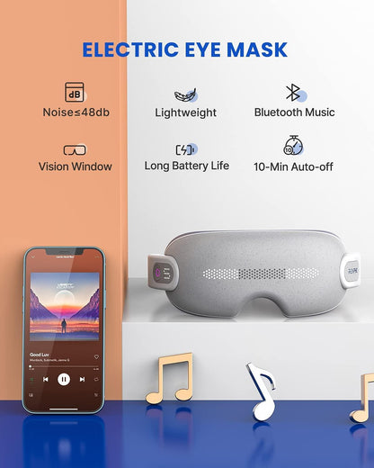 Eye Massager Electric Vibration ,Mask with Bluetooth Music Relax Dry Eyes Dark Circles Eye Bags - Gifts-Australia