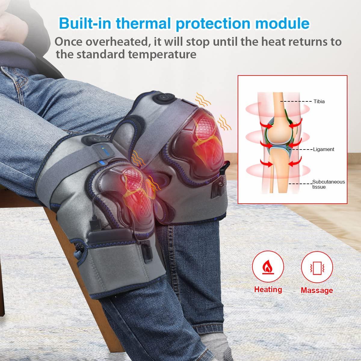 Heated Knee Brace Wrap, 3 Adjustable Heat And Vibration Knee