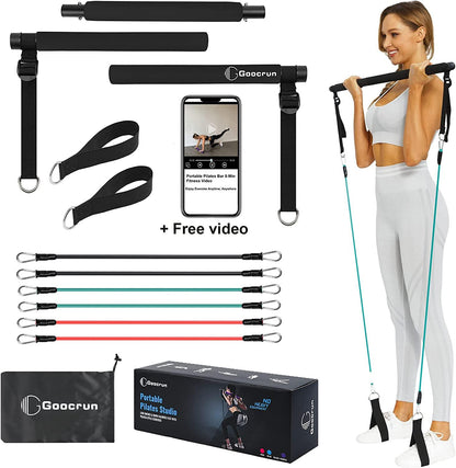 Portable Pilates Bar Kit with Resistance Bands for Men and Women